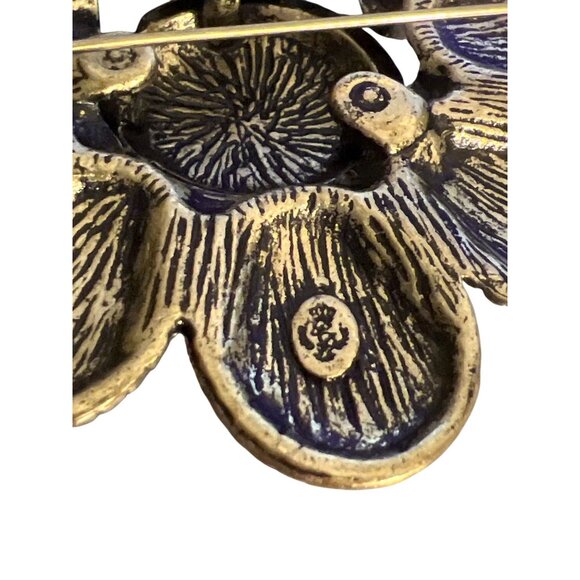 Premier Design Large Flower Brooch Pin Pendant Antique Gold Tone Acrylic 3" NWOT - Picture 5 of 6